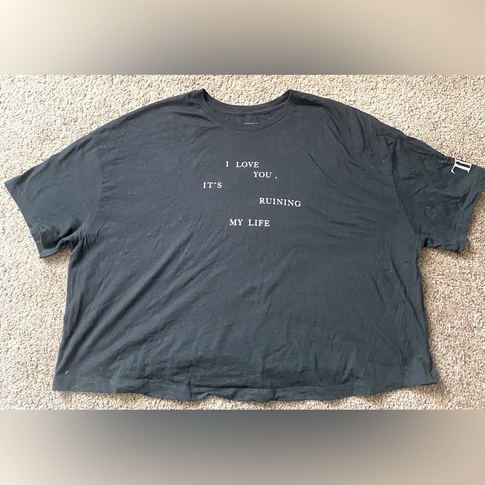Taylor Swift Black The Tortured Poets Department Crop Top
